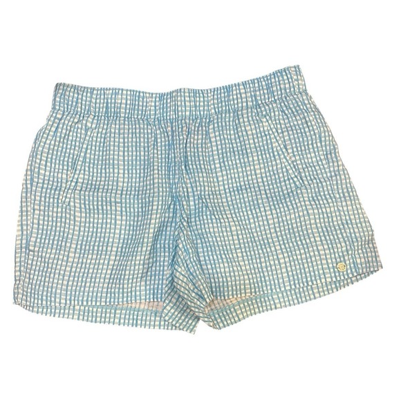 Lilly Pulitzer Pants - Lilly Pulitzer Linen Shorts Turquoise Blue Check Preppy Minimalist Resortwear M